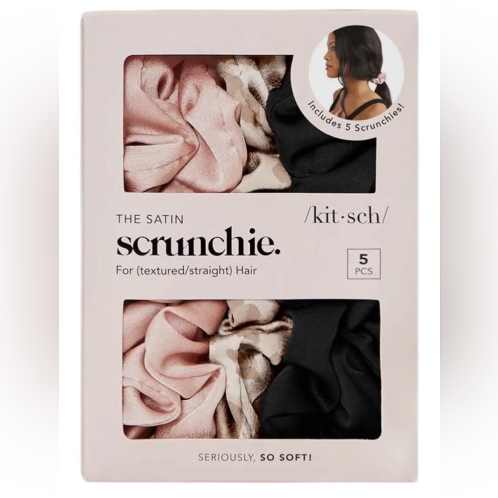 KITSCH Satin Sleep Scrunchies – 5pc Assorted Set
